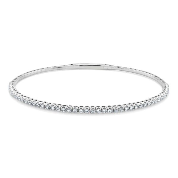 14K White Gold Flexible Bangle with .50ctw Diamonds Size 6.75 Bracelets 3