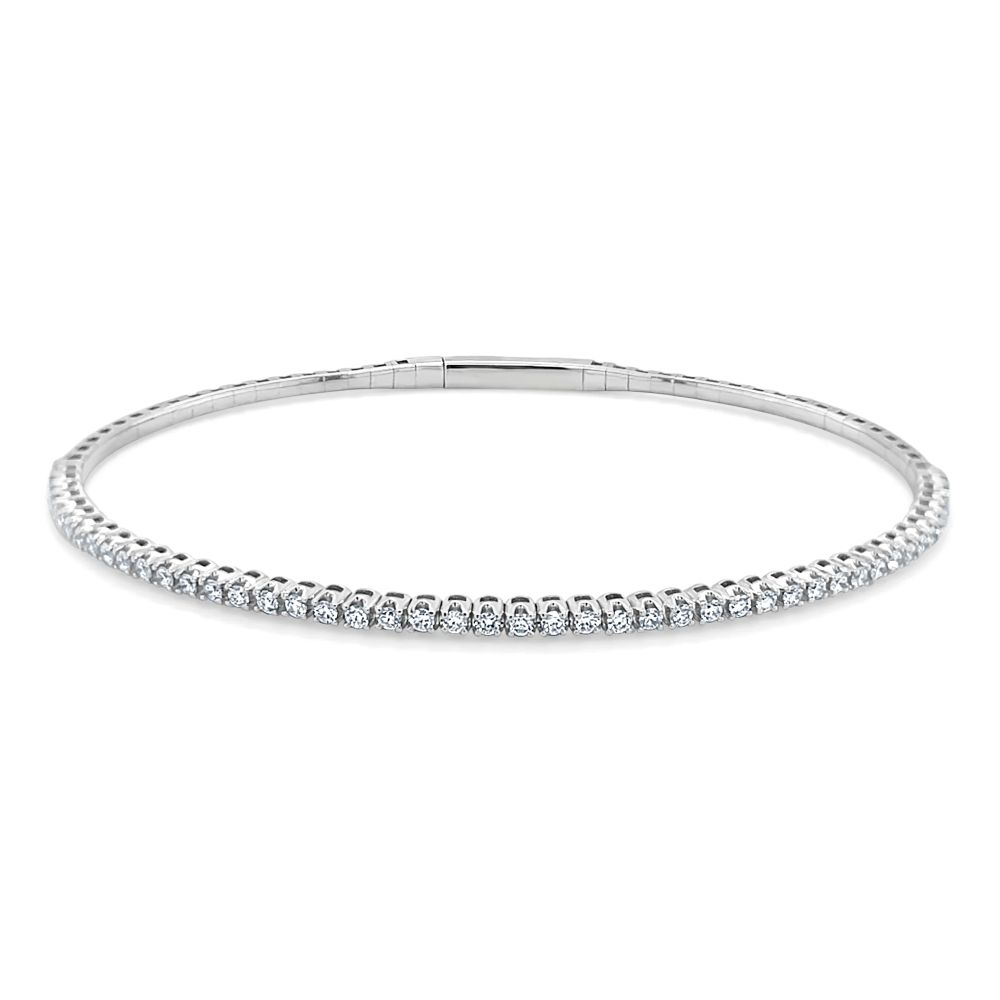 14K White Gold Flexible Bangle with .50ctw Diamonds Size 6.75 Bracelets