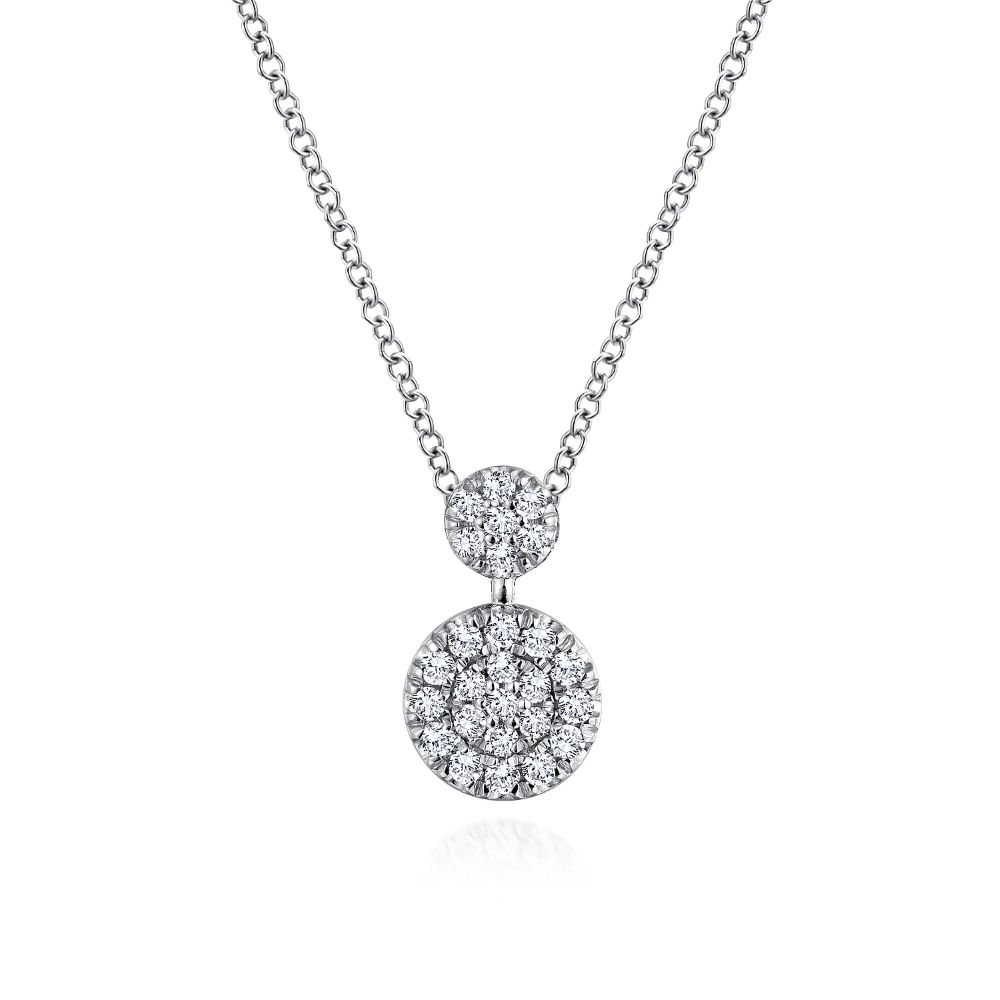14K White Gold Pendant with .23ctw Round Diamonds 17.5″ Fine Jewelry