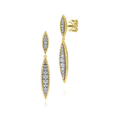 14K Two-Tone Marquise Shape Dangle Earrings with .38ctw Diamonds Earrings