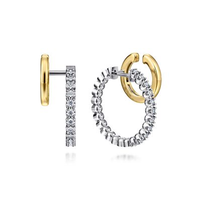 14K Two-Tone Cuff Hoops with .39ctw Diamonds 20mm Earrings