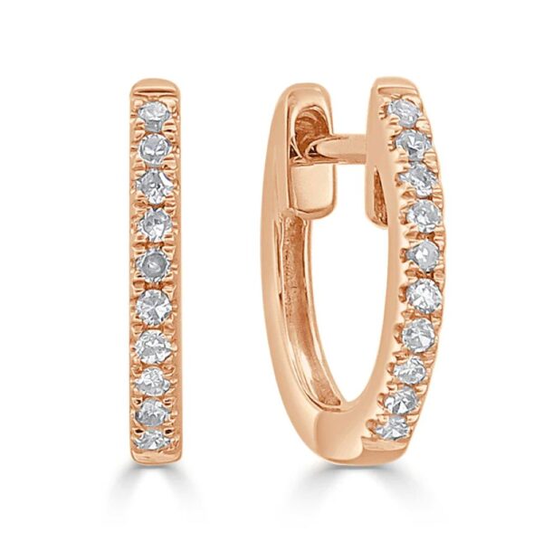 14K Rose Gold Huggies with .08ctw Diamonds 10mm Earrings 3