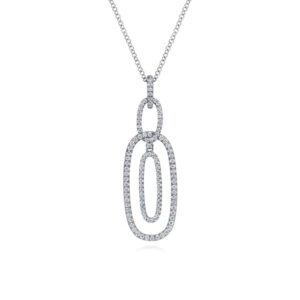 14K White Gold Interlocking Oval Pendant with .72ctw Diamonds 17.5
