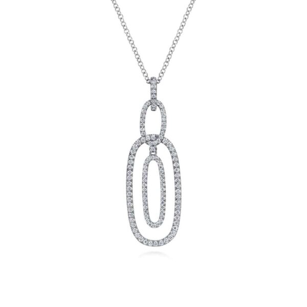 14K White Gold Interlocking Oval Pendant with .72ctw Diamonds 17.5″ Fine Jewelry 5