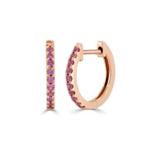 14K Rose Gold Huggies with .18ctw Pink Sapphires