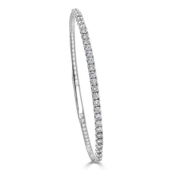 14K White Gold Flexible Bangle with 1.82ctw Diamonds Size 6.75 Bracelets 3