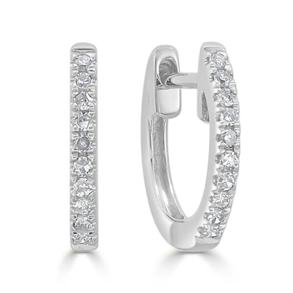 14K White Gold Huggies with .08ctw Round Brilliant Diamonds 10mm Earrings 3