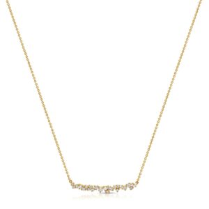 14K Yellow Gold Bar Necklace with .59ctw Diamonds 14-16