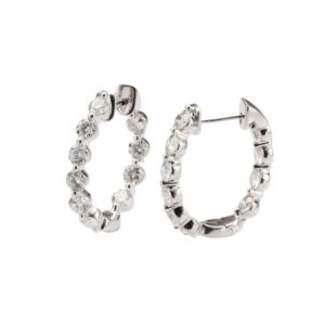14K White Gold In & Out Hoops with 3.00ctw Diamonds