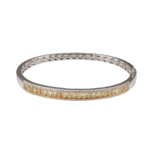 18K White Gold Bangle with 3.40ctw Oval Fancy Yellow Diamonds & .85ctw Diamonds Size 7