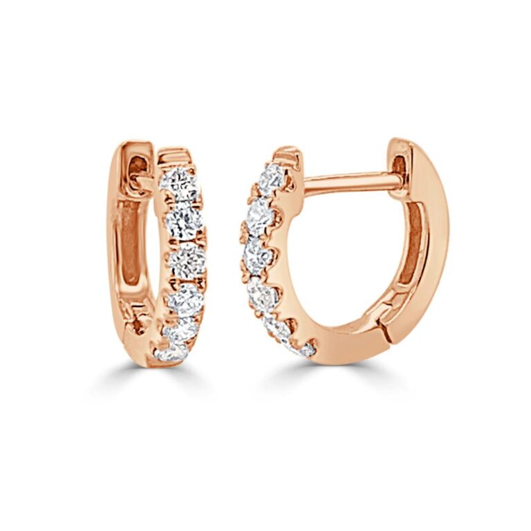 14K Rose Gold Huggies with .18ctw Diamonds 10mm Earrings 2