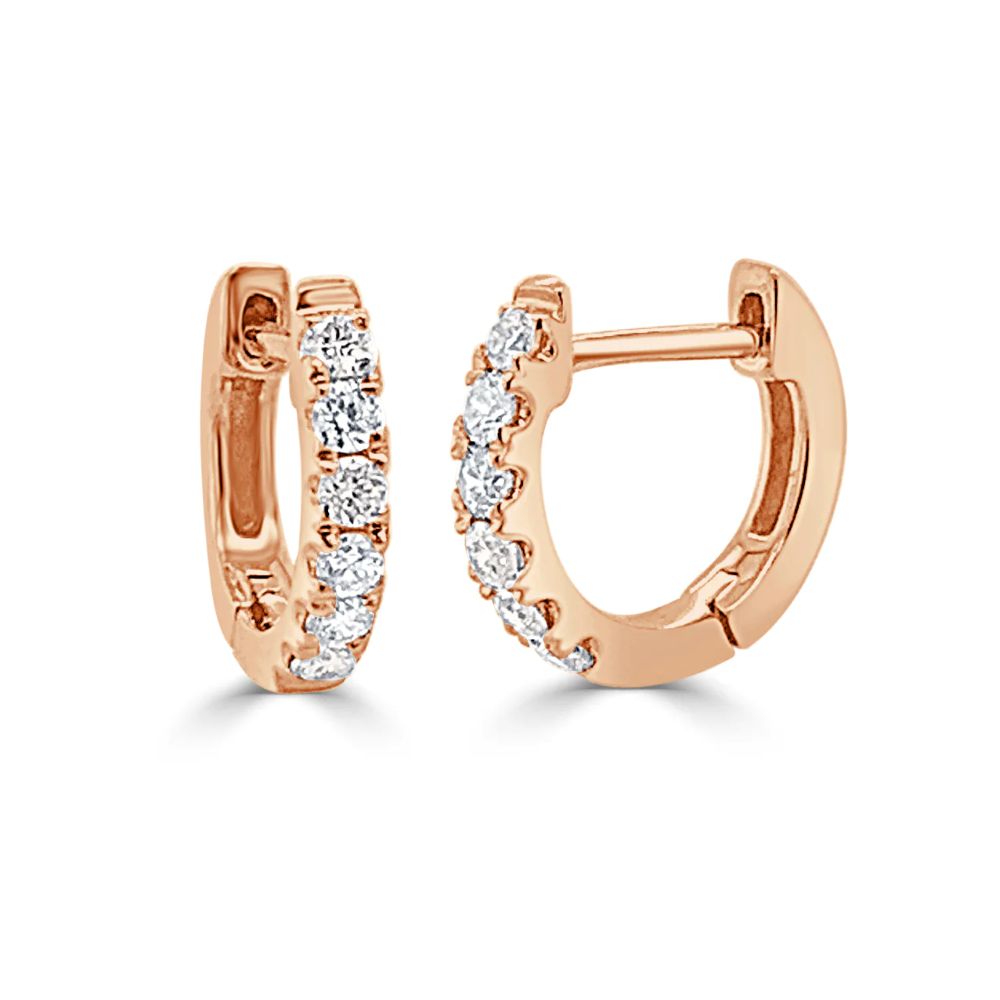 14K Rose Gold Huggies with .18ctw Diamonds 10mm Earrings