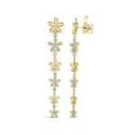 14K Yellow Gold Flower Dangle Earrings with .74ctw Diamonds Earrings 2