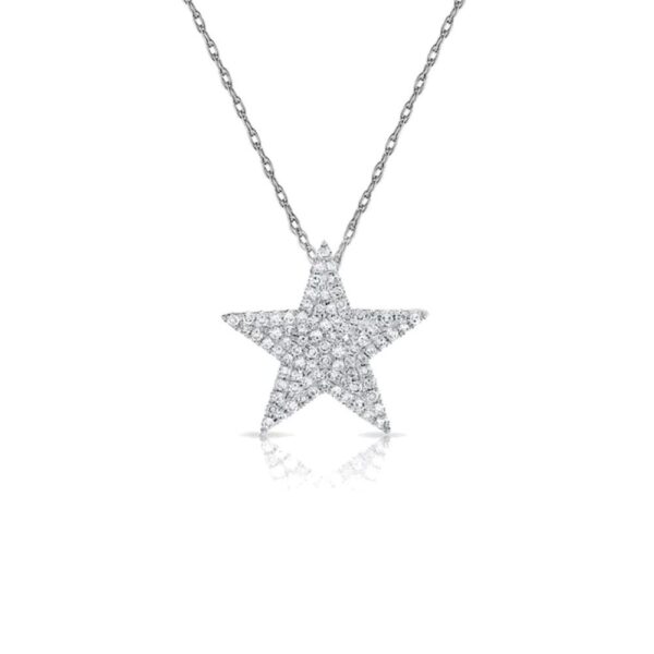 14K White Gold Star Necklace with .32ctw Diamonds 16-18″ Fine Jewelry 3