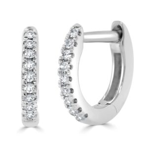 14K White Gold Huggies with .05ctw Diamonds 7mm