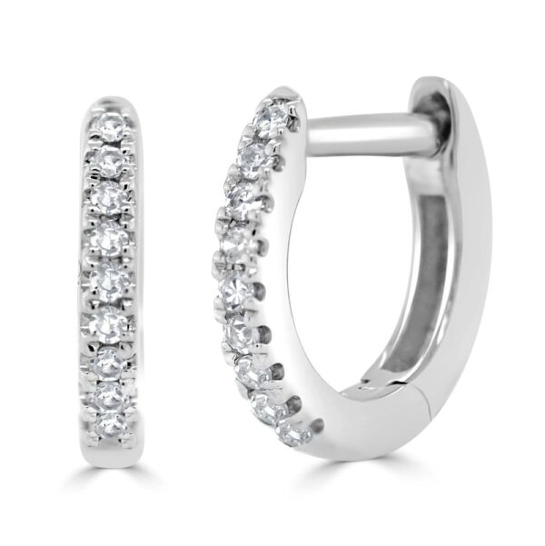 14K White Gold Huggies with .05ctw Diamonds 7mm Earrings 3