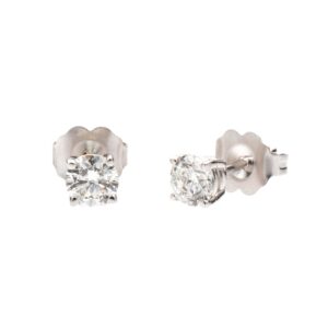 14K White Gold Solitaire Studs with .61ctw Round Diamonds (G/H, SI)
