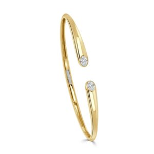14K Yellow Gold Open Bangle with .40ctw Oval Diamonds Size 6.25