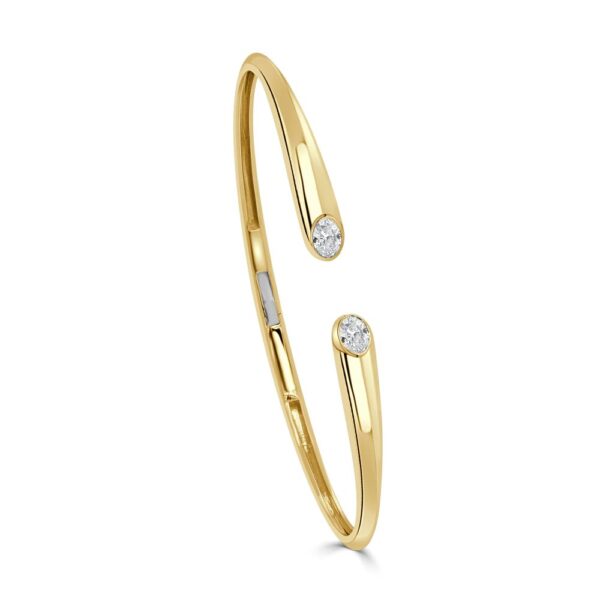 14K Yellow Gold Open Bangle with .40ctw Oval Diamonds Size 6.25 Bracelets 6