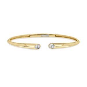 14K Yellow Gold Open Bangle with .40ctw Oval Diamonds Size 6.25
