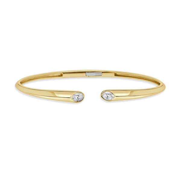 14K Yellow Gold Open Bangle with .40ctw Oval Diamonds Size 6.25 Bracelets 5