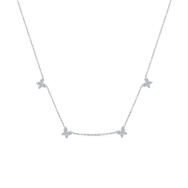 14K White Gold Butterfly Station Necklace with .35ctw Diamonds 16-18″ Fine Jewelry 3