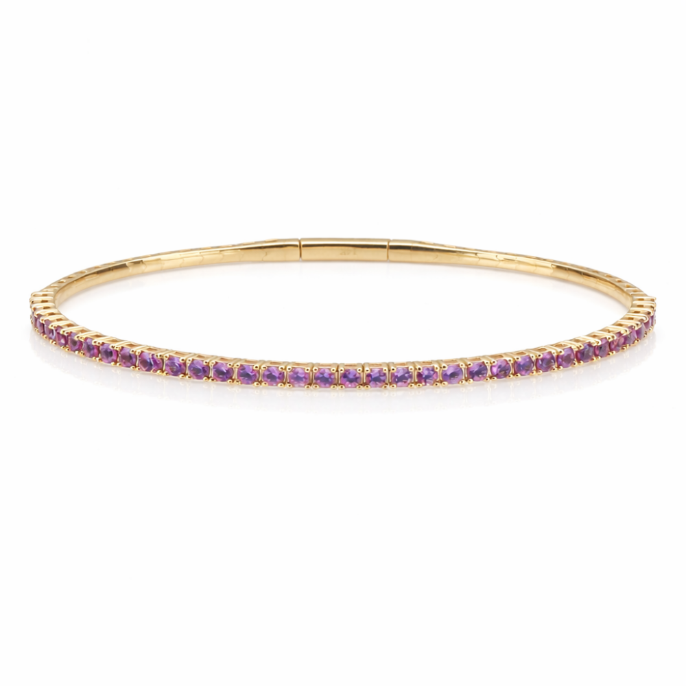 14K Yellow Gold Flexible Bangle with 1.21ctw Amethyst Size 6.5 Bracelets 3