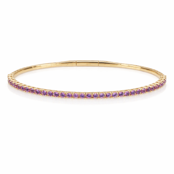 14K Yellow Gold Flexible Bangle with 1.21ctw Amethyst Size 6.5 Bracelets 3