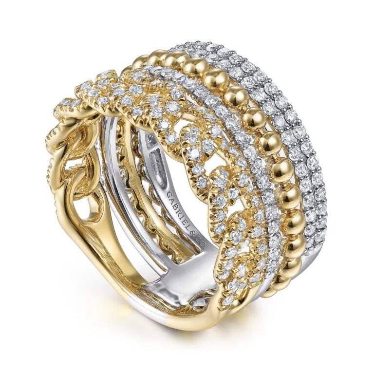 14K Two-Tone Stackable Ring with 1.05ctw Diamonds Size 6.5 Fine Jewelry 7