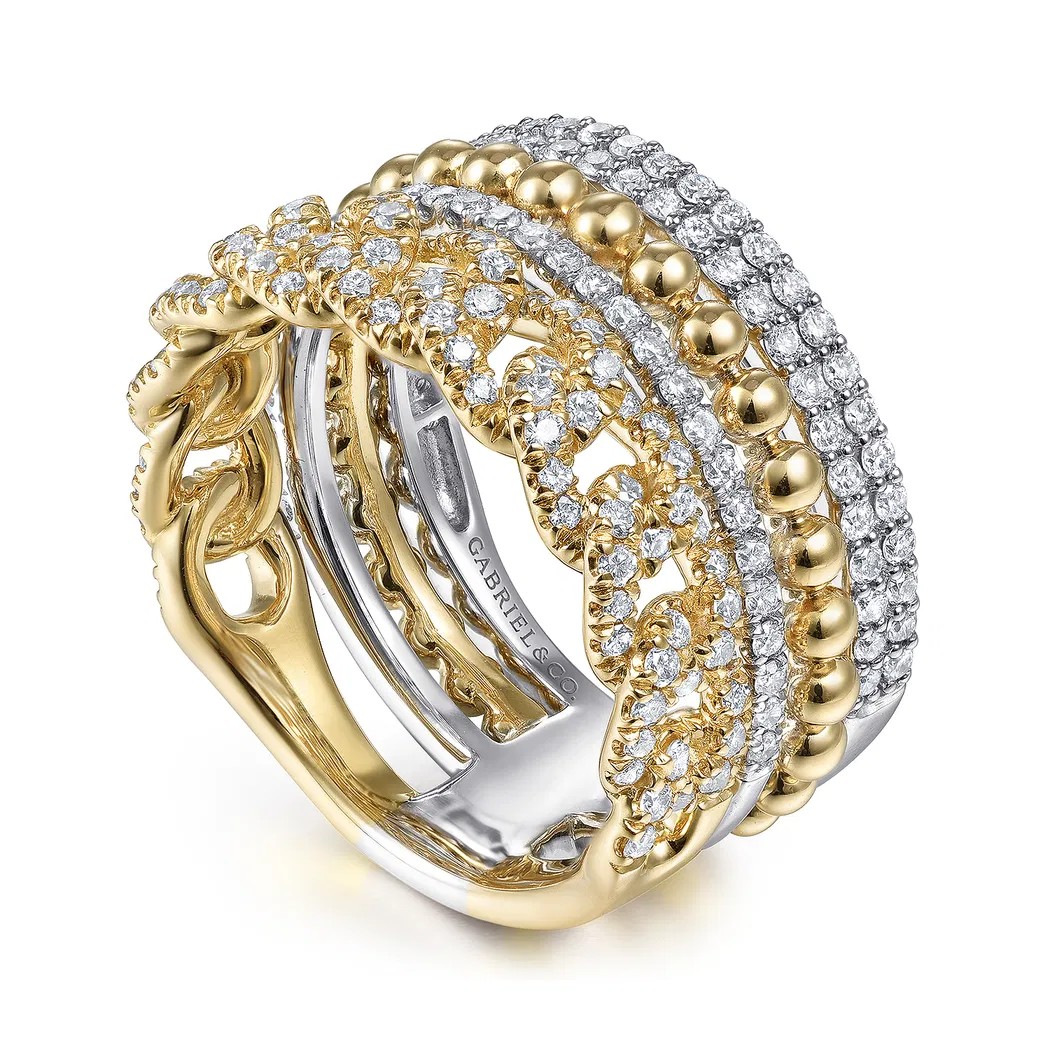 14K Two-Tone Stackable Ring with 1.05ctw Diamonds Size 6.5 Fine Jewelry 3
