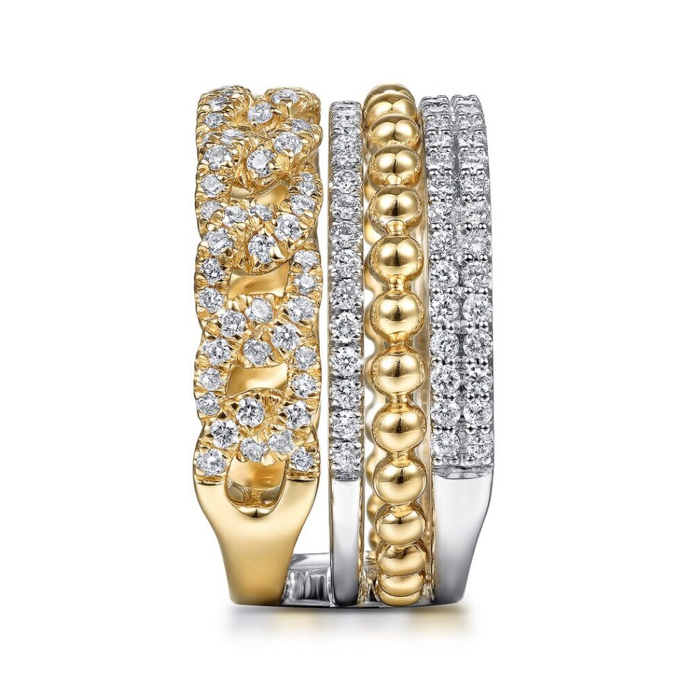 14K Two-Tone Stackable Ring with 1.05ctw Diamonds Size 6.5 Fine Jewelry 4