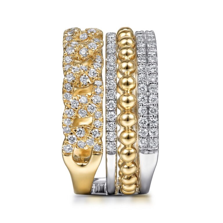 14K Two-Tone Stackable Ring with 1.05ctw Diamonds Size 6.5 Fine Jewelry 8