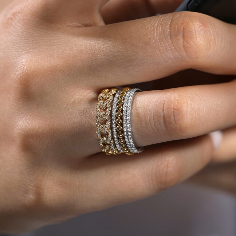 14K Two-Tone Stackable Ring with 1.05ctw Diamonds Size 6.5 Fine Jewelry 6