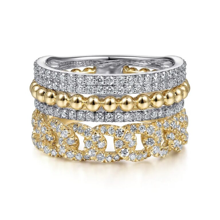 14K Two-Tone Stackable Ring with 1.05ctw Diamonds Size 6.5 Fine Jewelry 5