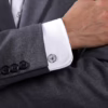 Men’s Sterling Silver Compass Cufflinks with .11ctw Black Spinel Fine Jewelry 8