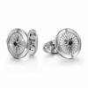 Men’s Sterling Silver Compass Cufflinks with .11ctw Black Spinel Fine Jewelry 7