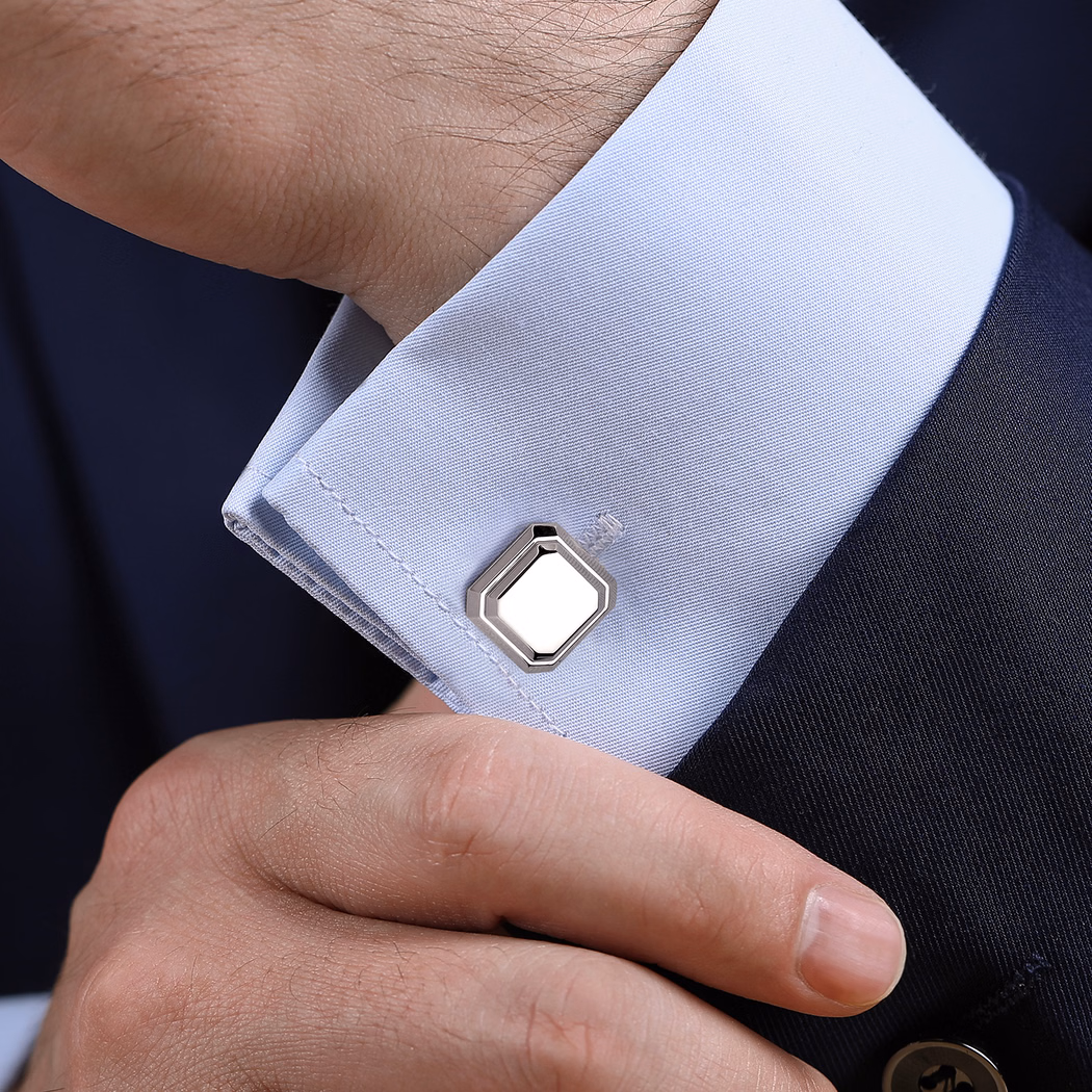 Men’s Sterling Silver Square Cufflinks Fine Jewelry 2