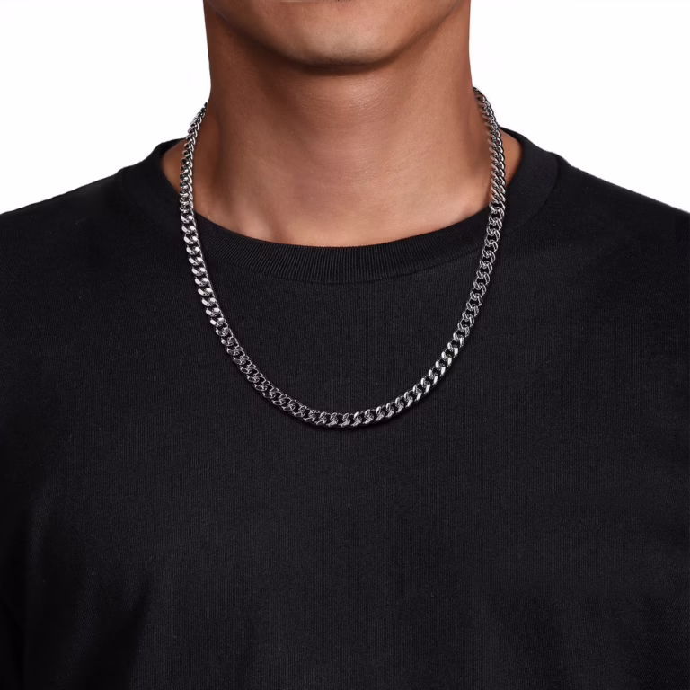 Men’s Sterling Silver 7mm Cuban Chain 22″ Fine Jewelry 7