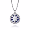 Men’s Sterling Silver Compass Necklace with 6.97ct Blue Lapis & .06ctw Diamonds 22″ Fine Jewelry 16