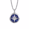 Men’s Sterling Silver Compass Necklace with 6.97ct Blue Lapis & .06ctw Diamonds 22″ Fine Jewelry 13