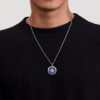 Men’s Sterling Silver Compass Necklace with 6.97ct Blue Lapis & .06ctw Diamonds 22″ Fine Jewelry 14