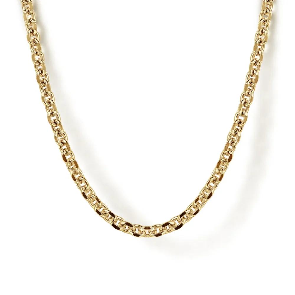 Men’s 14K Yellow Gold 2.85mm Hollow Link Chain 22″ Fine Jewelry 11