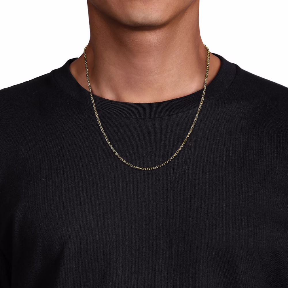 Men’s 14K Yellow Gold 2.85mm Hollow Link Chain 22″ Fine Jewelry 12