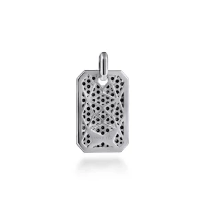 Men’s Sterling Silver Dog Tag Pendant with 3.99ctw Black Spinel Fine Jewelry 8