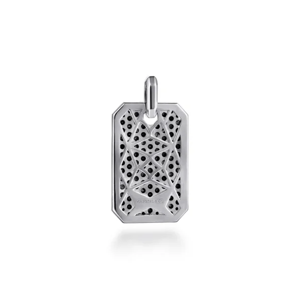 Men’s Sterling Silver Dog Tag Pendant with 3.99ctw Black Spinel Fine Jewelry 12