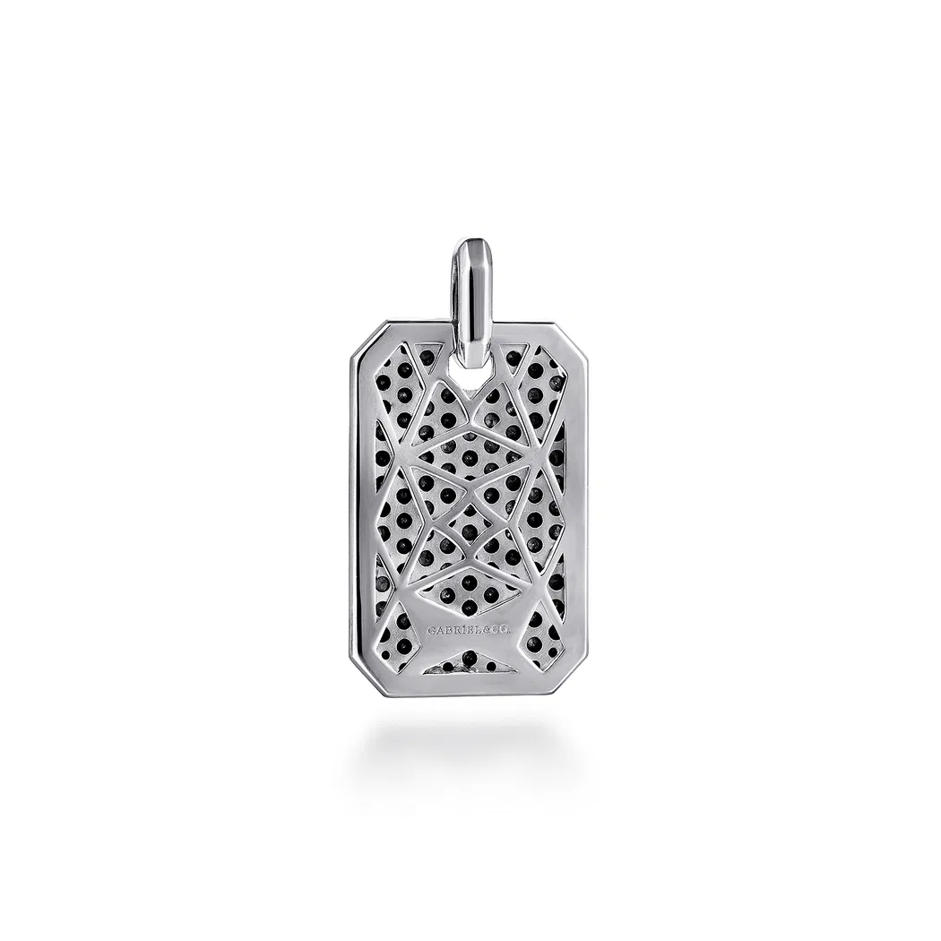 Men’s Sterling Silver Dog Tag Pendant with 3.99ctw Black Spinel Fine Jewelry 4