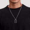 Men’s Sterling Silver Dog Tag Pendant with 3.99ctw Black Spinel Fine Jewelry 14