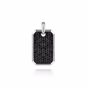 Men’s Sterling Silver Dog Tag Pendant with 3.99ctw Black Spinel Fine Jewelry 7