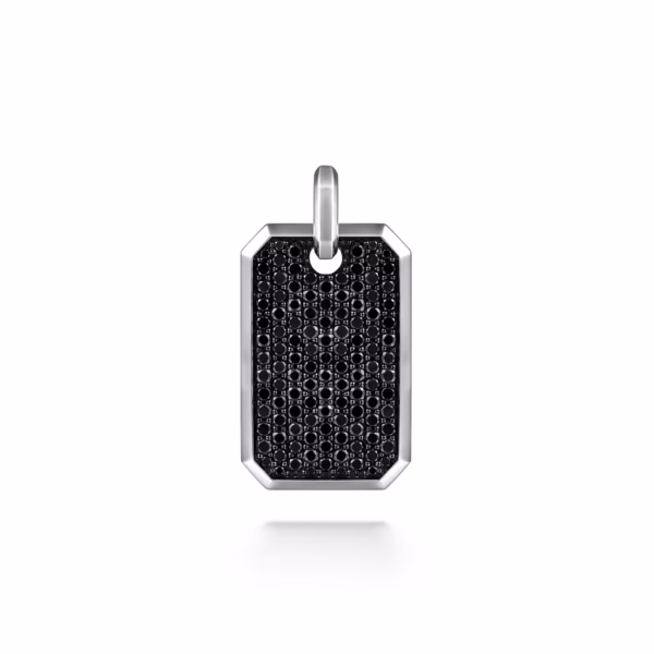 Men’s Sterling Silver Dog Tag Pendant with 3.99ctw Black Spinel Fine Jewelry 11