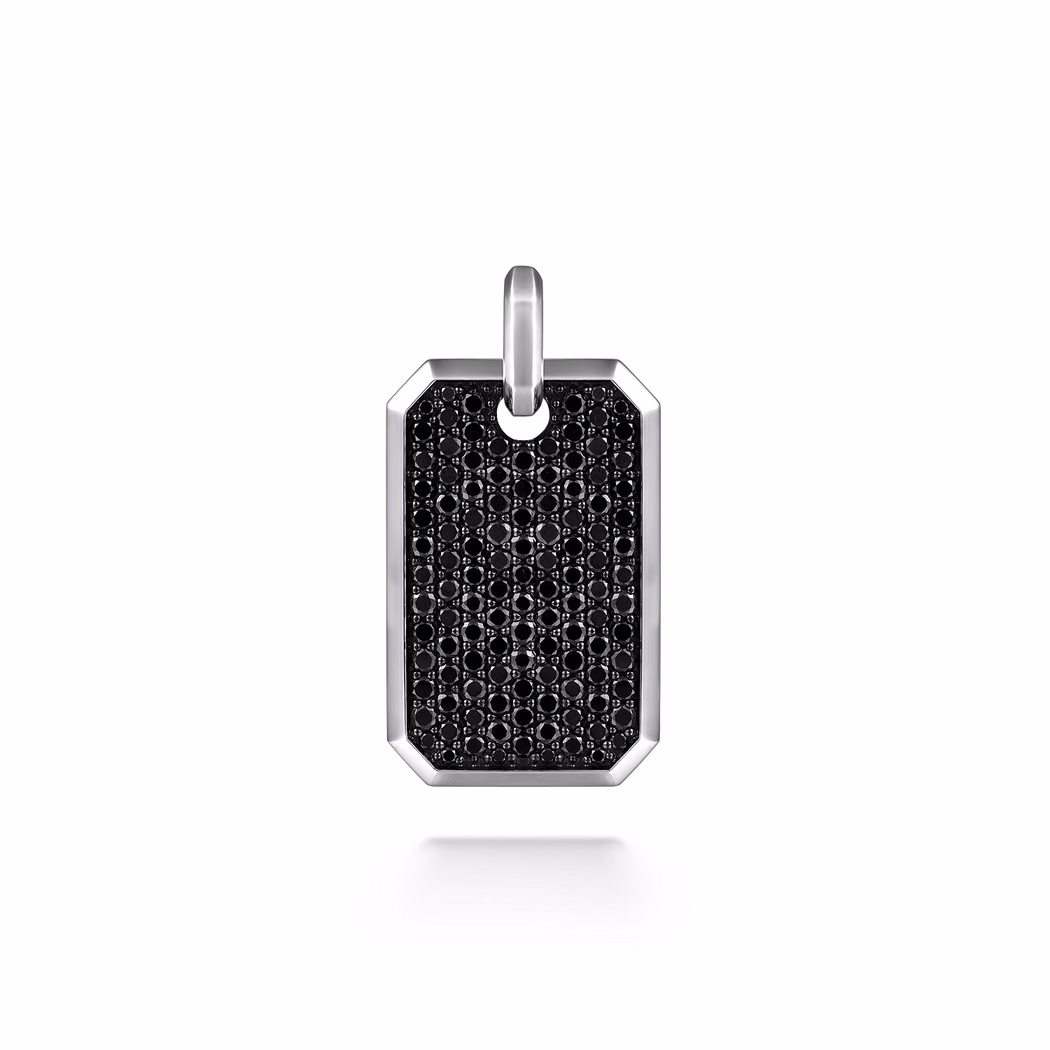 Men’s Sterling Silver Dog Tag Pendant with 3.99ctw Black Spinel Fine Jewelry 3